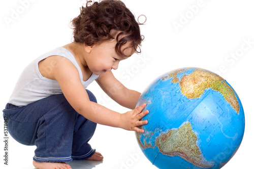 Child  with globe.