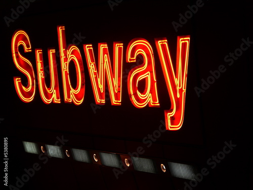 Photography Neon Subway Sign, New York City