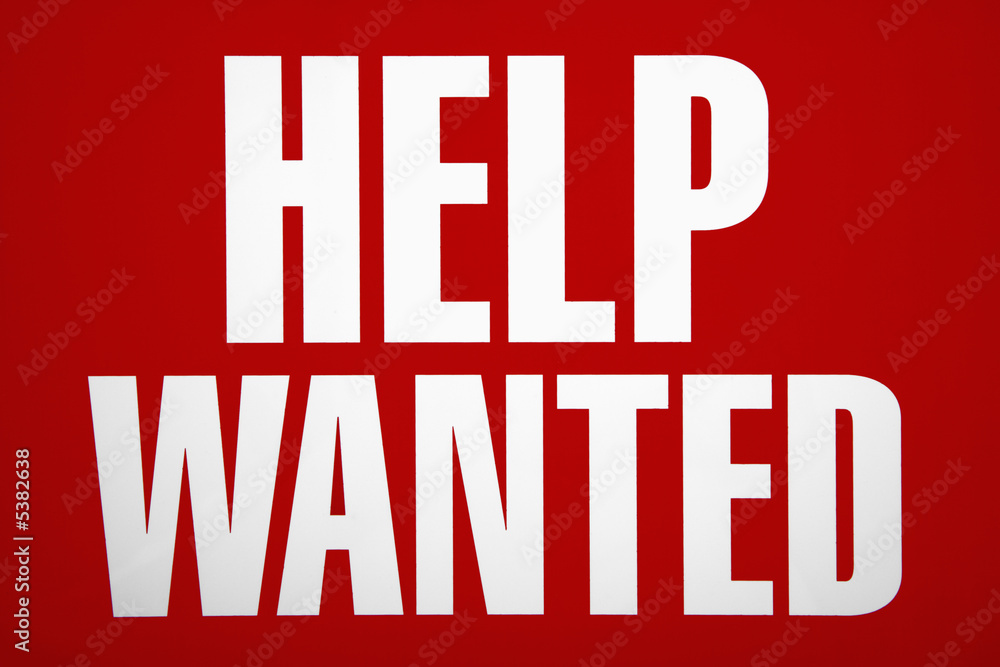 Help wanted sign.