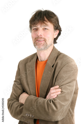 happy men in casual l dress over white