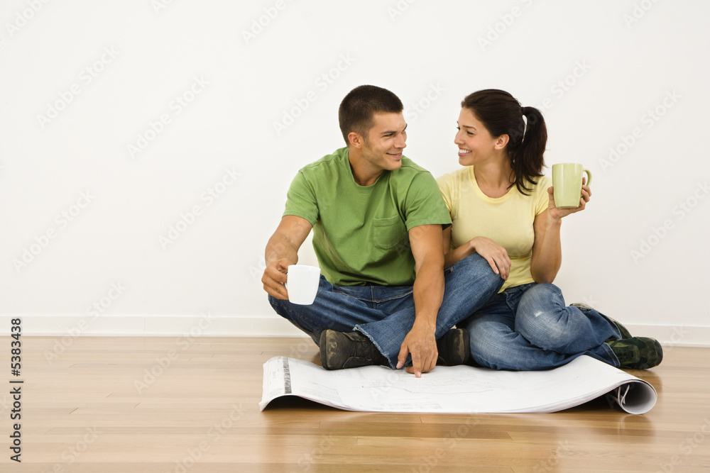 Couple renovating. Couple renovating.
