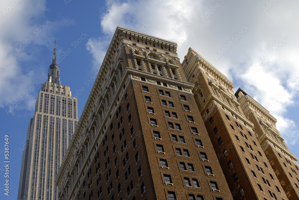 Three vintage apartment blocks in New York.