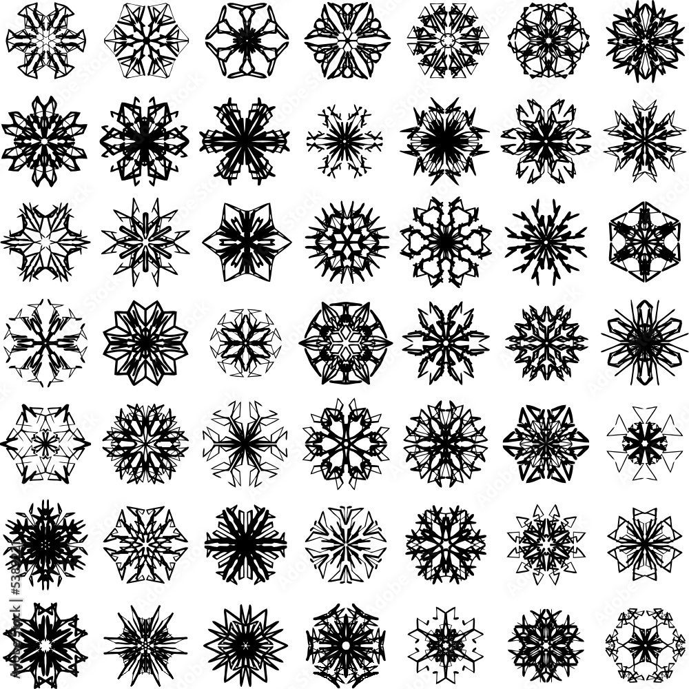 Many vector snowflakes on white Many vector snowflakes on white