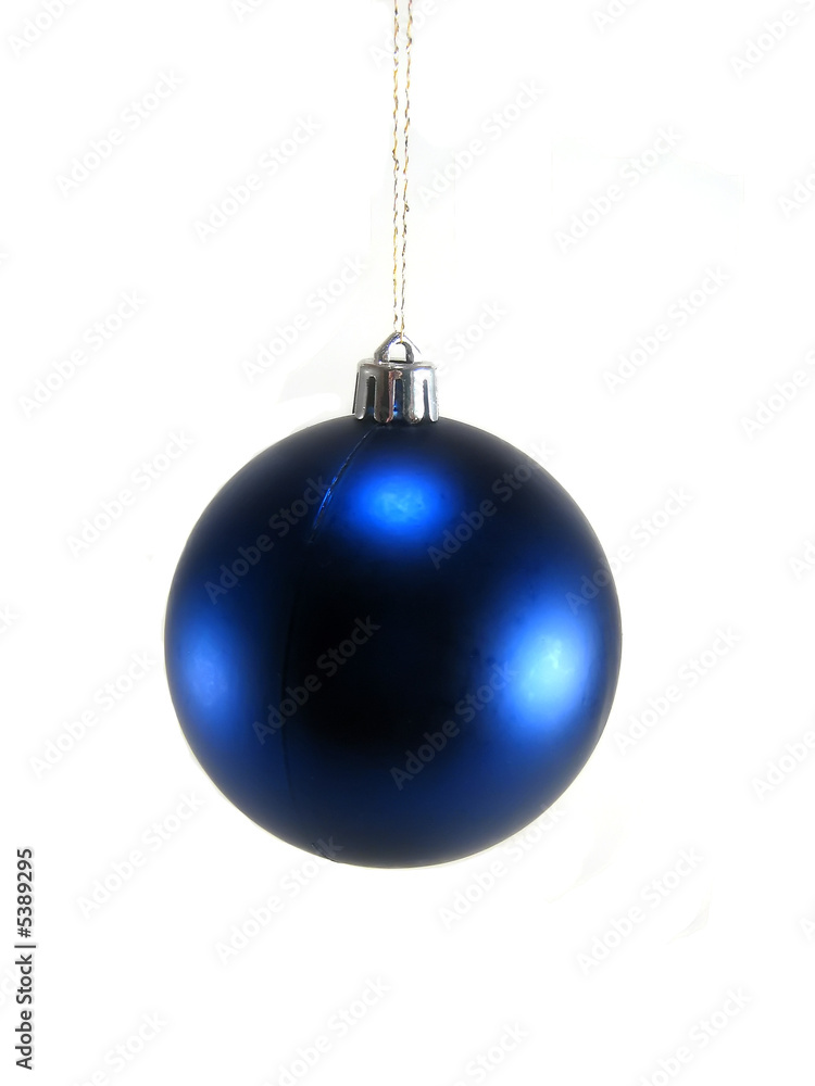 isolated blue christmas ball with golden ribbon isolated blue christmas ball with golden ribbon