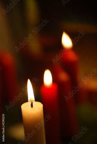 Close-up of candle lights creating a fine Christmas mood