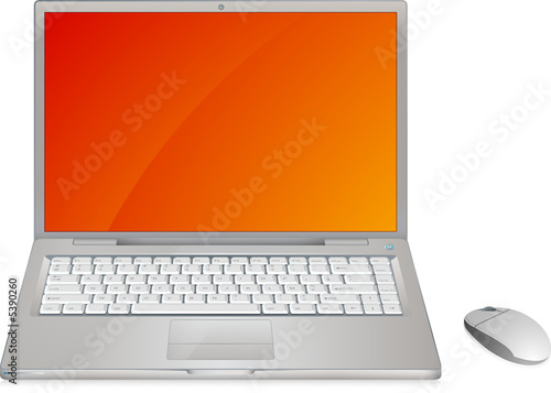 Ordinateur portable vectoriel, avec clavier très détaillé.