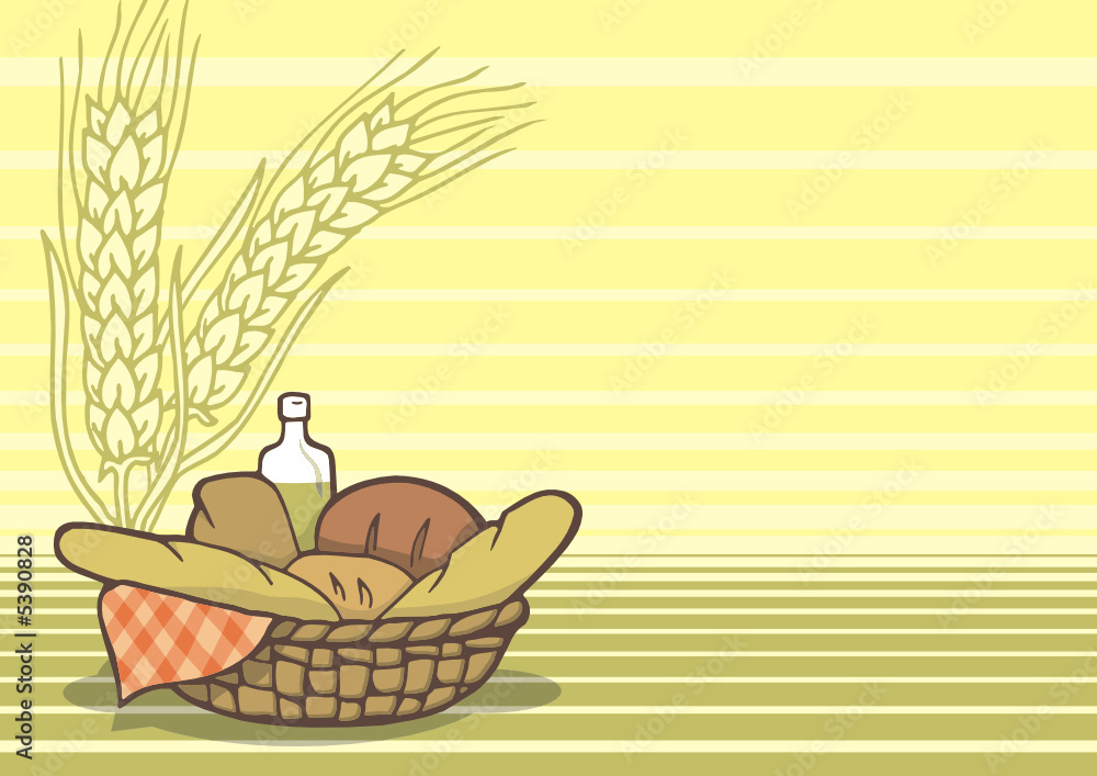 Basket of breads background Stock Vector | Adobe Stock