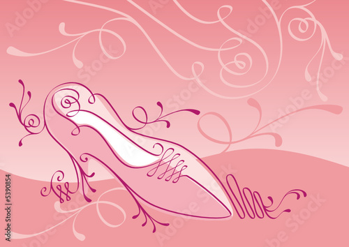 Calligraphic shoe in pink background