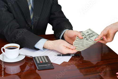 The businessman at the office, working with documents photo