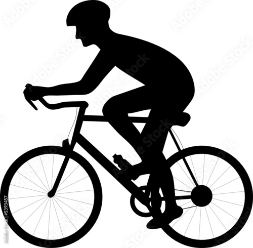 Black silhouette of a biker riding bicycle