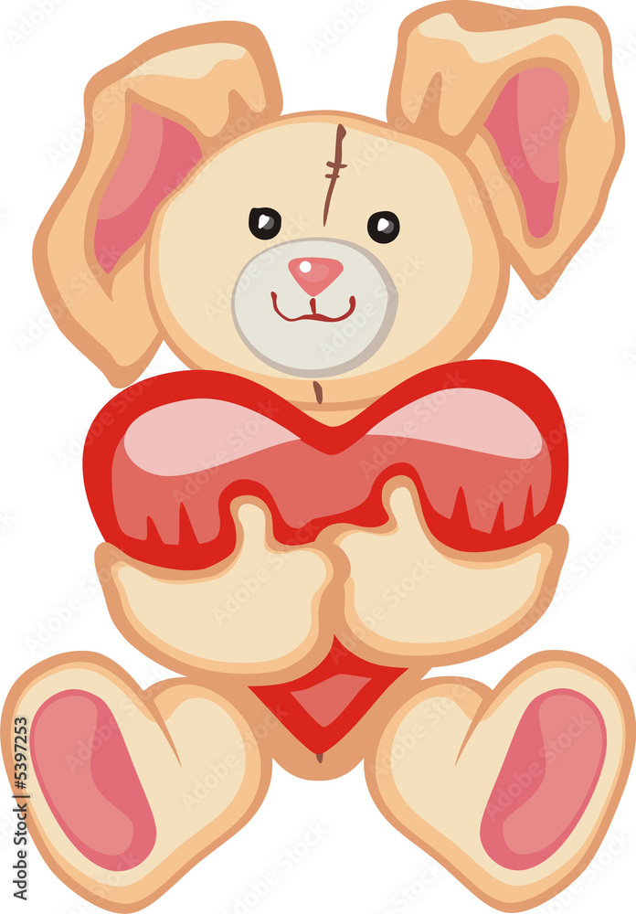 Fototapeta premium Toy rabbit with heart