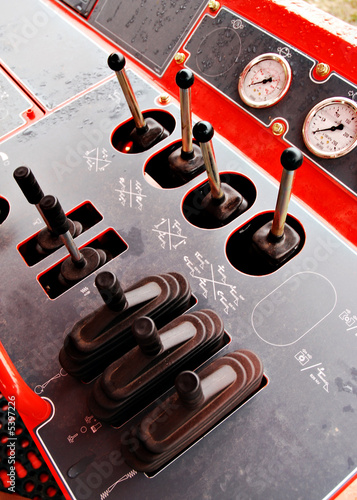 gauges and levers of a heavy duty machine