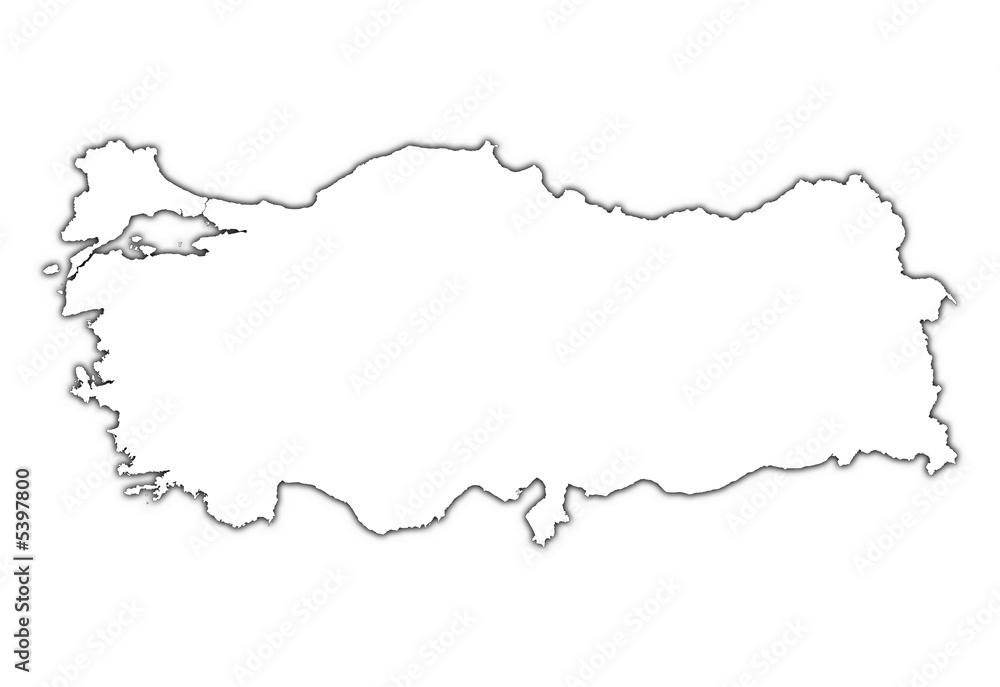 Turkey outline map with shadow. Turkey outline map with shadow.