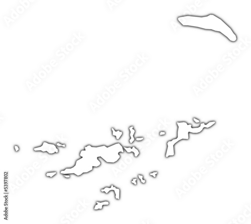 British Virgin Islands outline map with shadow.