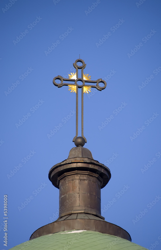 cross on the dome of Petersburg's orthodox church