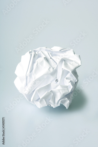 Crumpled paper wad after brainstorming