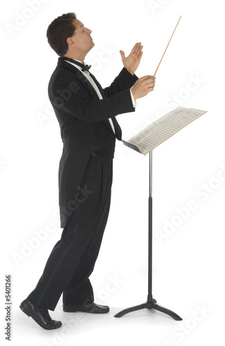 Orchestra conductor on a white background