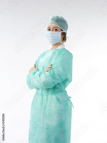 nurse in green operation dress