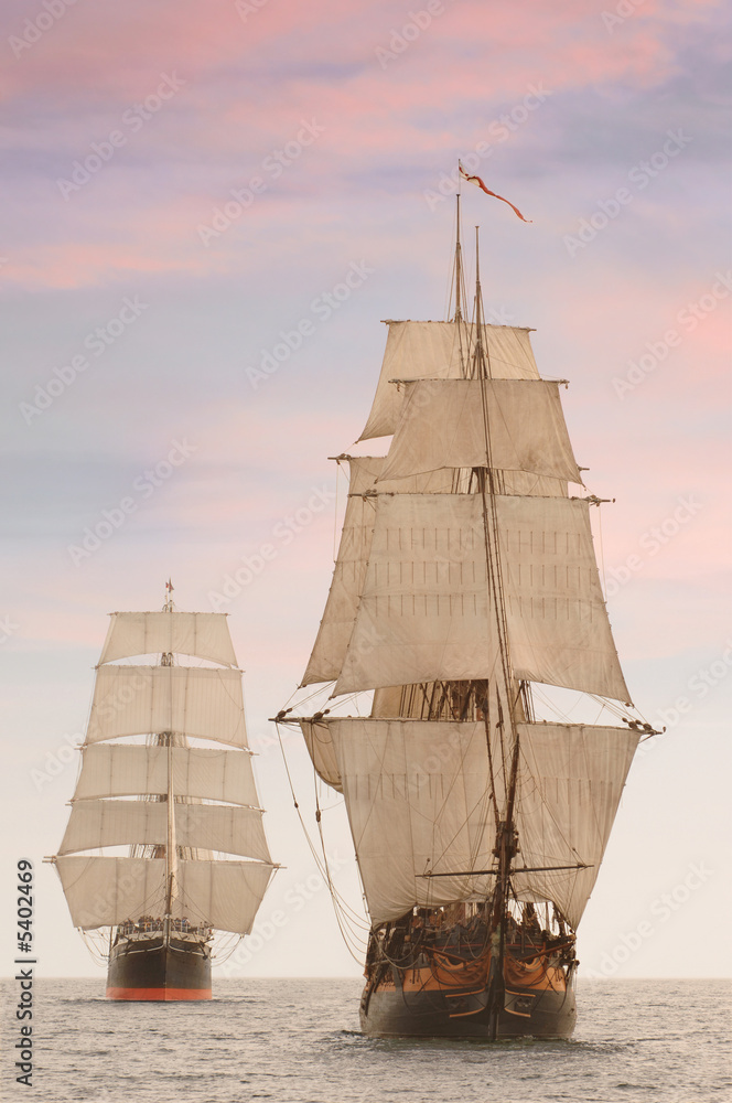 Photo Art Print Tall wooden vintage sailing ships
