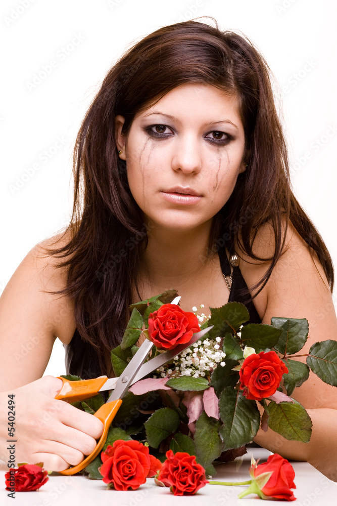 Traurige Frau mit Tränen in den Augen StockFoto Adobe Stock
