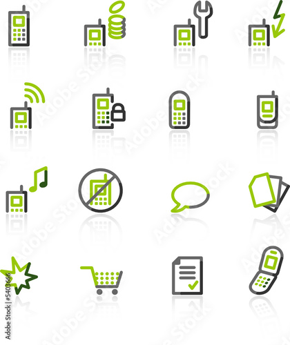 green-gray mobile phone icons