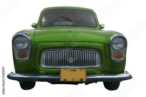 oldtimer classic green retro car isolated - cuba 