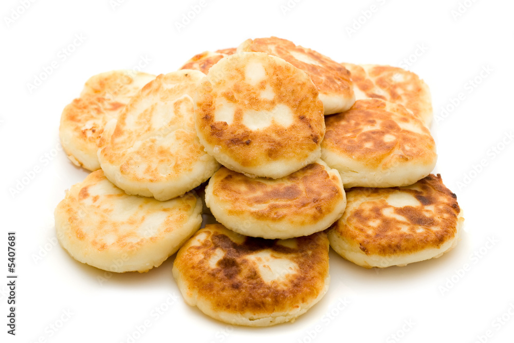 Pancakes on white background