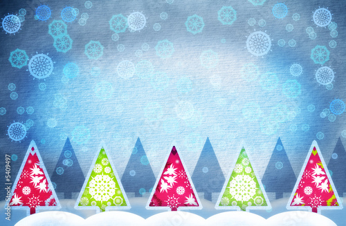Grunge winter background with paper texture and Christmas