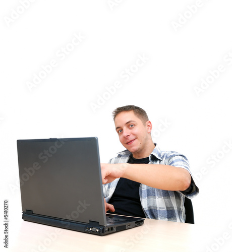 young man working on laptop