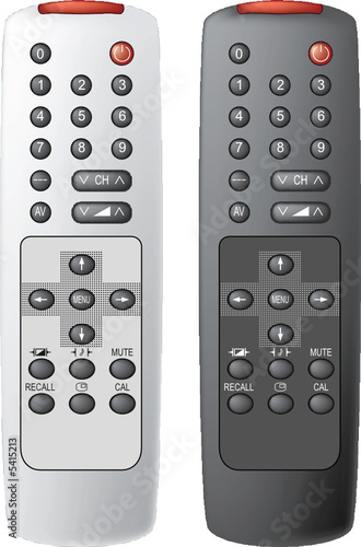 Remote control the TV. Vector illustration. Isolated on white.