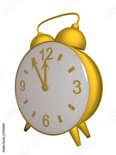 Old alarm clock. 3D image.