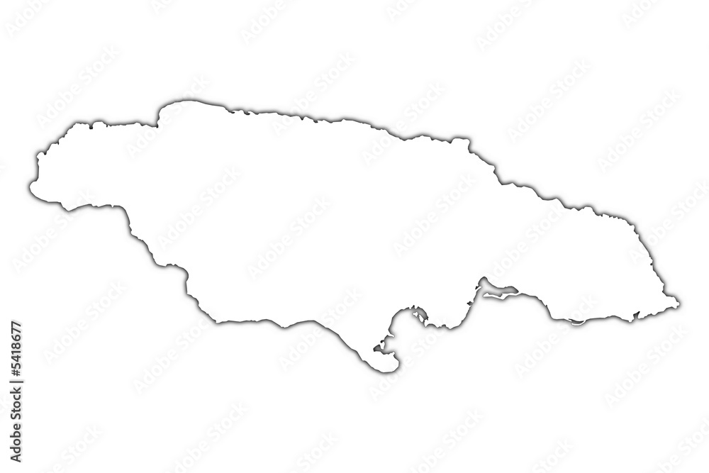 Jamaica outline map with shadow.