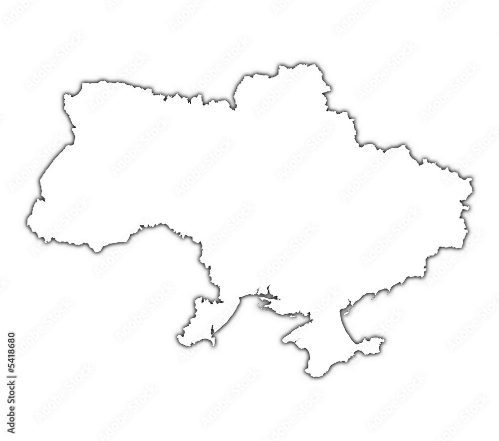 Ukraine outline map with shadow.