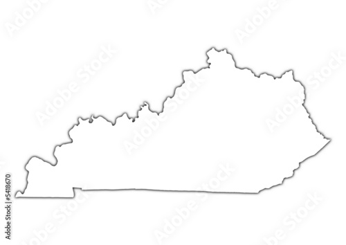 Kentucky (USA) outline map with shadow.