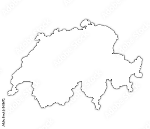 Switzerland outline map with shadow.