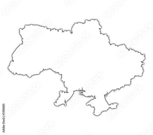 Ukraine outline map with shadow.