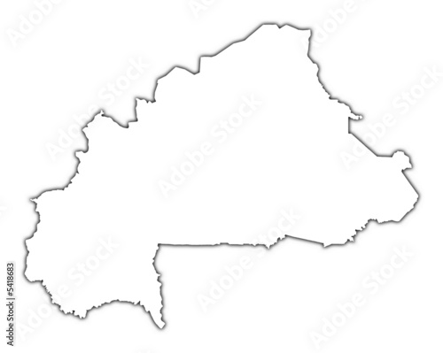 Burkina Faso outline map with shadow.
