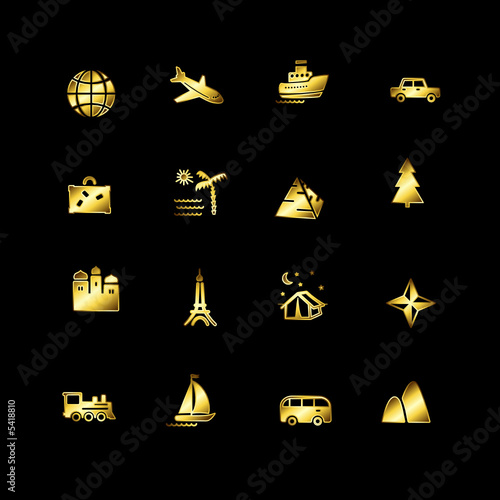 Gold travel icons