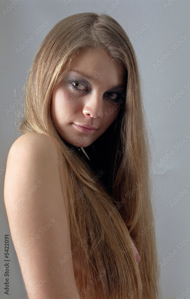 Fototapeta premium beautiful naked woman with long hair