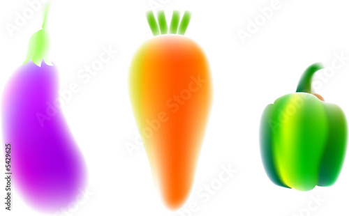 eggplant, carrot, green pepper