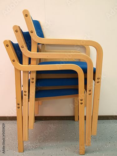 Three armchairs for office conference room, close-up.
