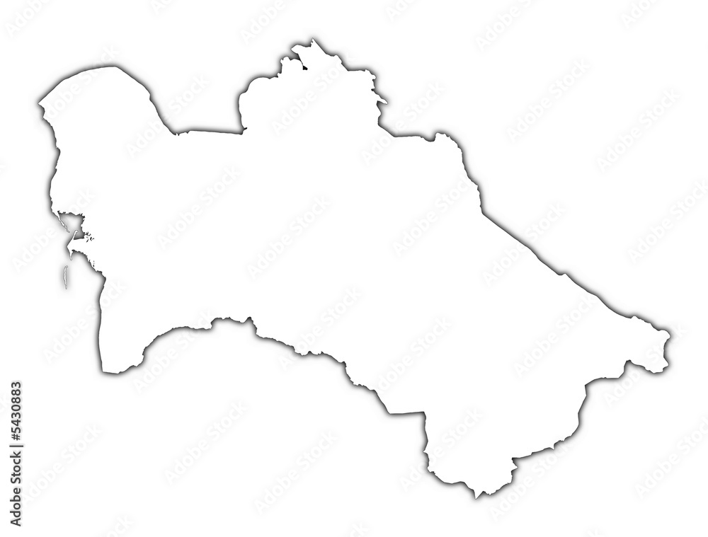 Turkmenistan outline map with shadow