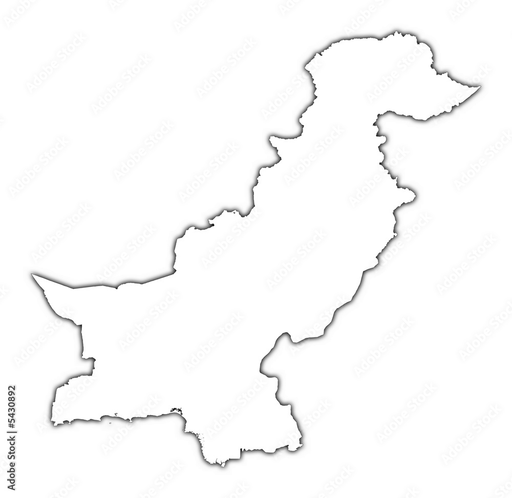 Pakistan outline map with shadow