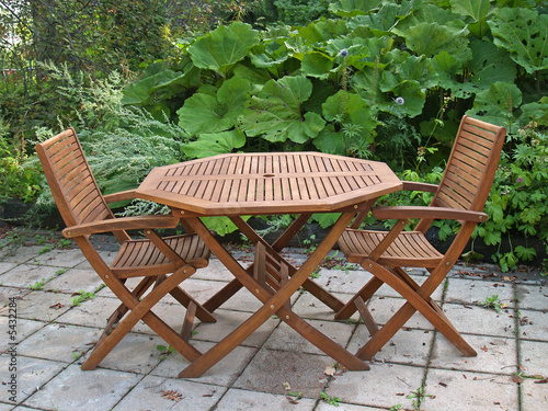 Outdoor table and chairs, close-up