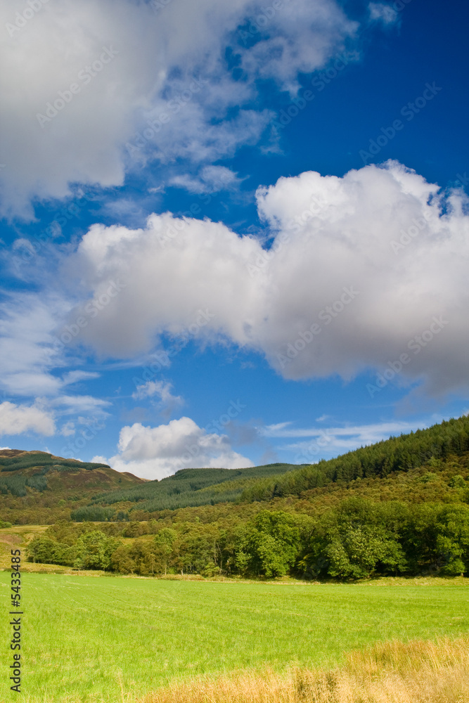 Mountain landscape with cloudy sky in Scotland