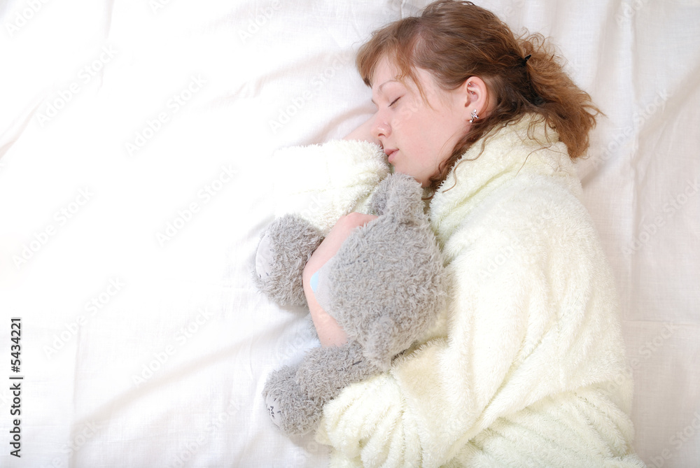 pretty girl sleeps with the teddy bear pretty girl sleeps with the teddy bear