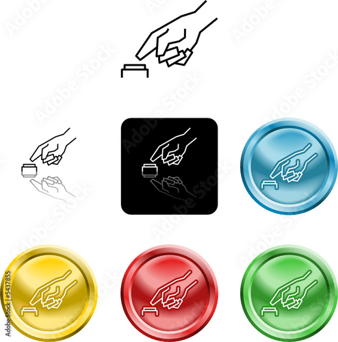 hand pressing a button icon symbol