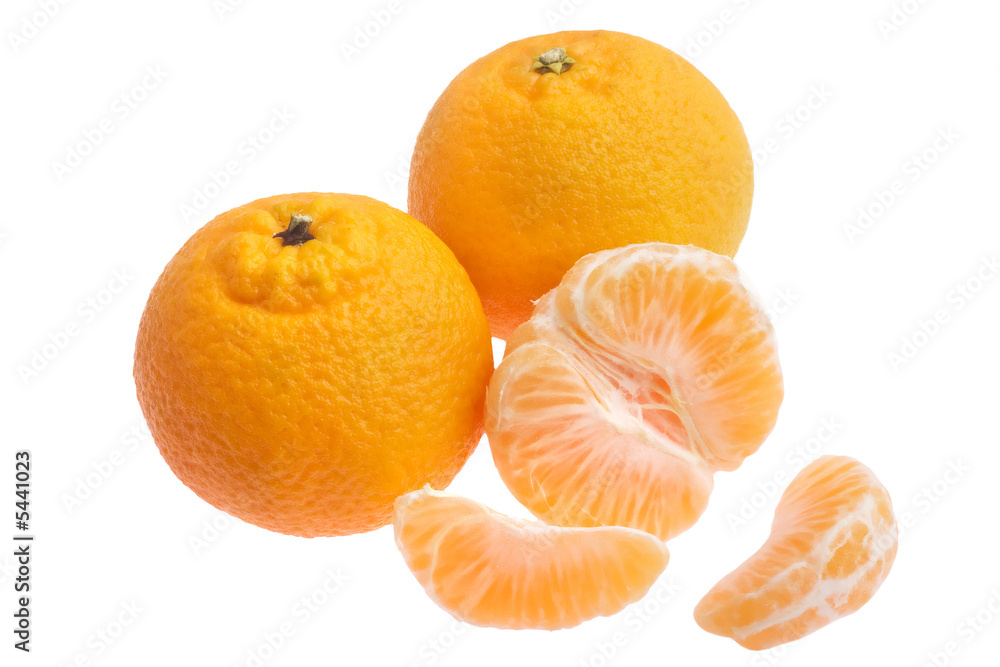three tangerine oranges isolated on white background three tangerine oranges isolated on white background
