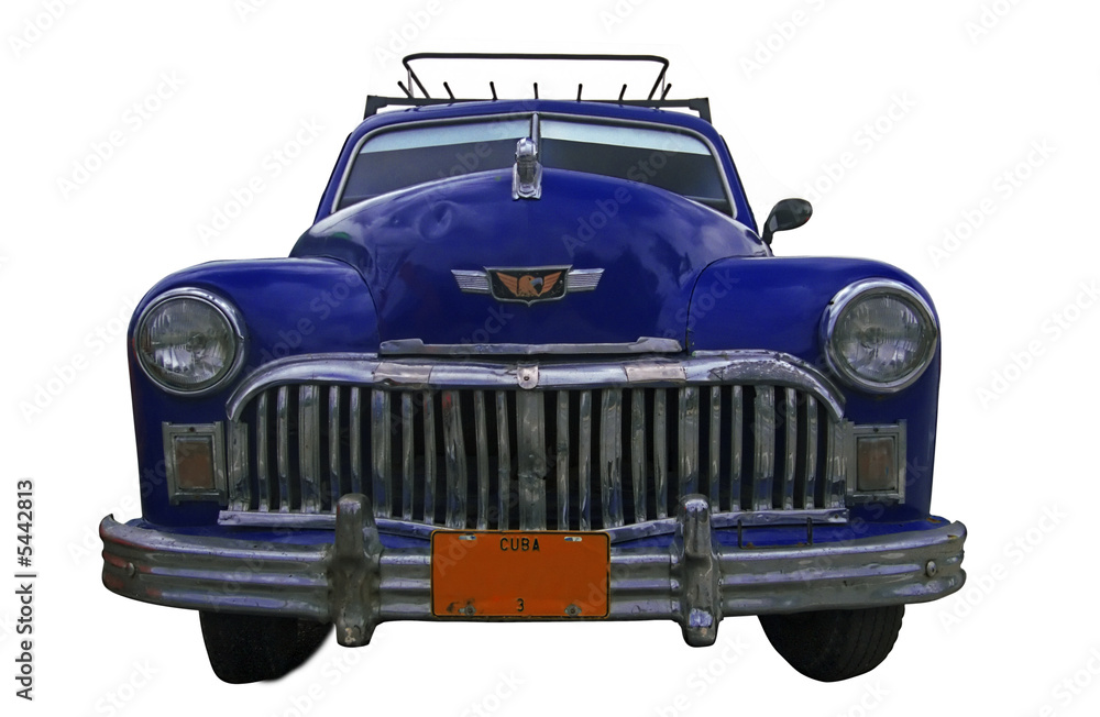 classic blue retro car isolated - cuba 