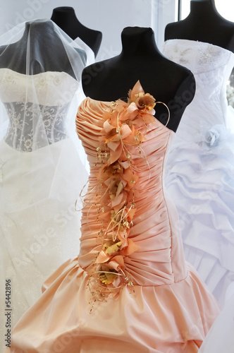 Orange Evening dress with floral elements